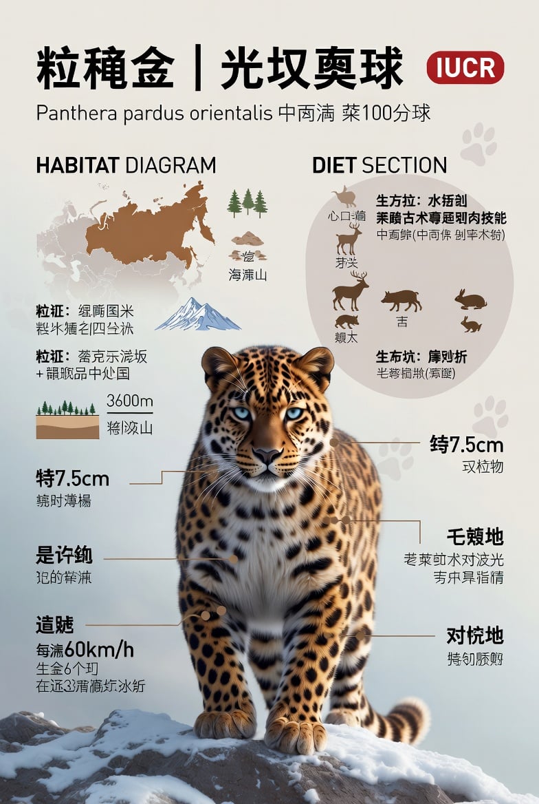Create a visually rich infographic in Chinese about an endangered animal. Start 