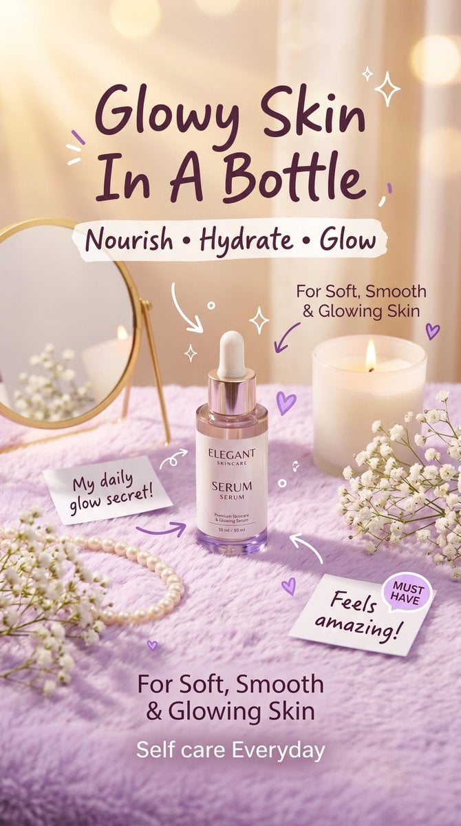 Luxury aesthetic skincare advertisement,soft pastel background, warm golden sunl