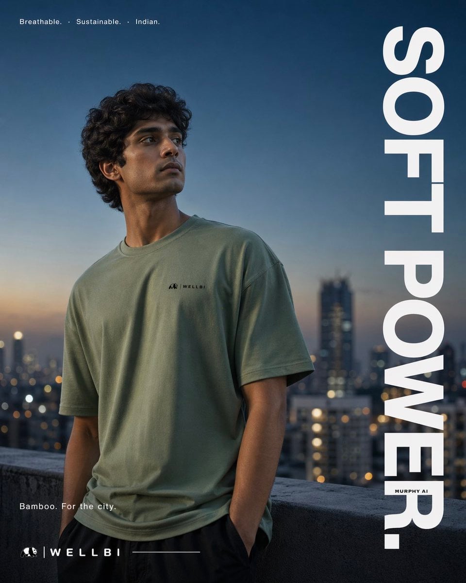 Cinematic product poster for WELLBI, India's premium bamboo apparel brand.

SCEN