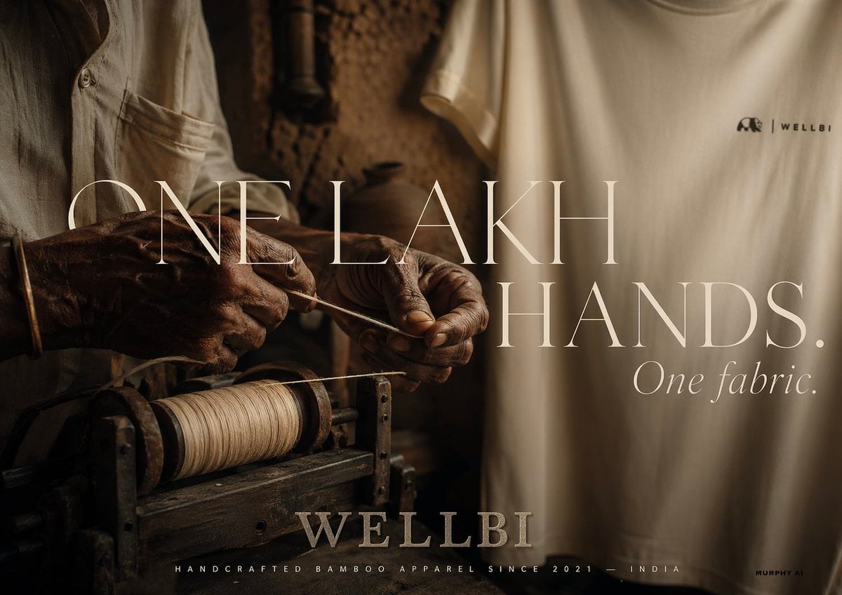 Cinematic product poster for WELLBI, India's premium bamboo apparel brand.

SCEN