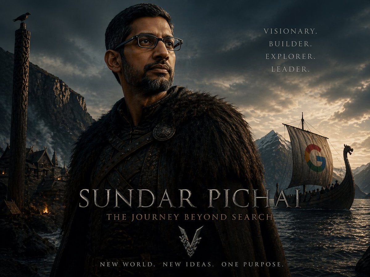 A cinematic epic sci-fi fantasy movie poster featuring three powerful tech leade