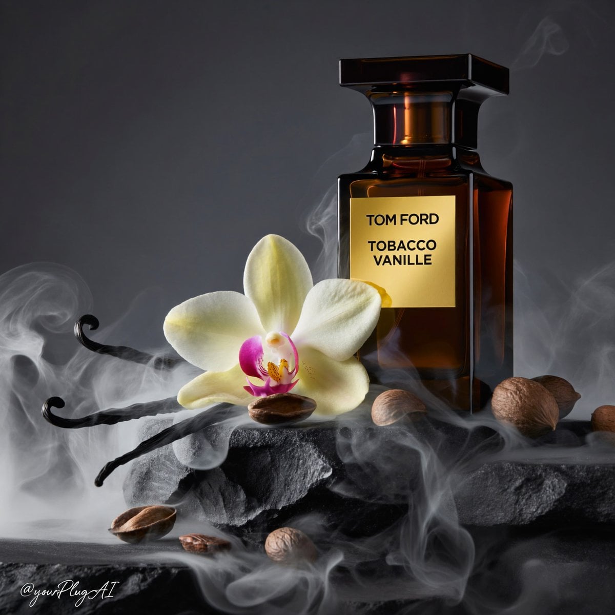 Create a hyper-realistic cinematic luxury perfume product photograph featuring [