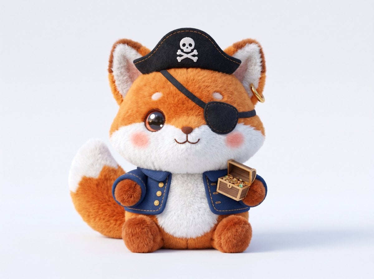 A soft plush 3D model of a [subject] with [key detail], rendered in a cute styli