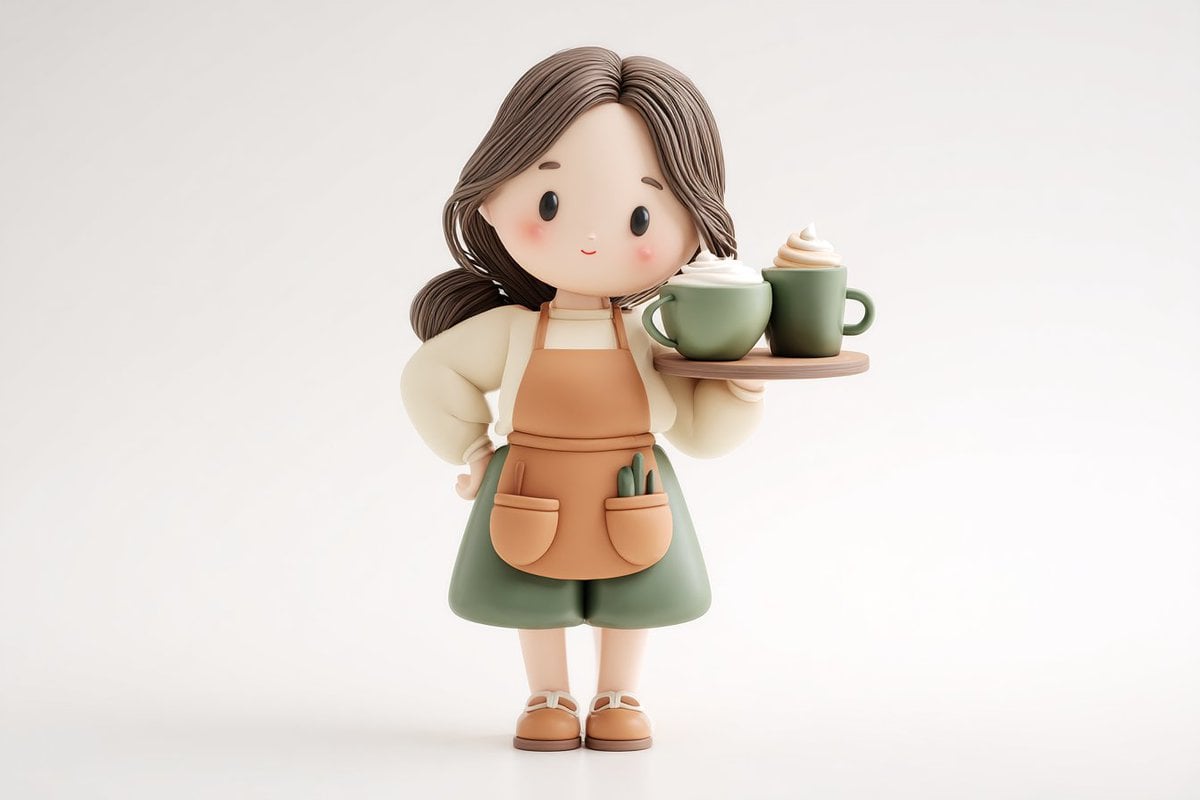 Cute 3D render of a [subject], matte surface, kneaded clay icon style, simple st