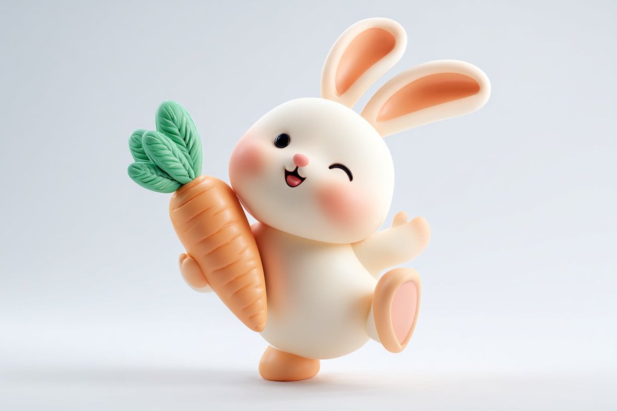 Cute 3D render of a [subject], matte surface, kneaded clay icon style, simple st