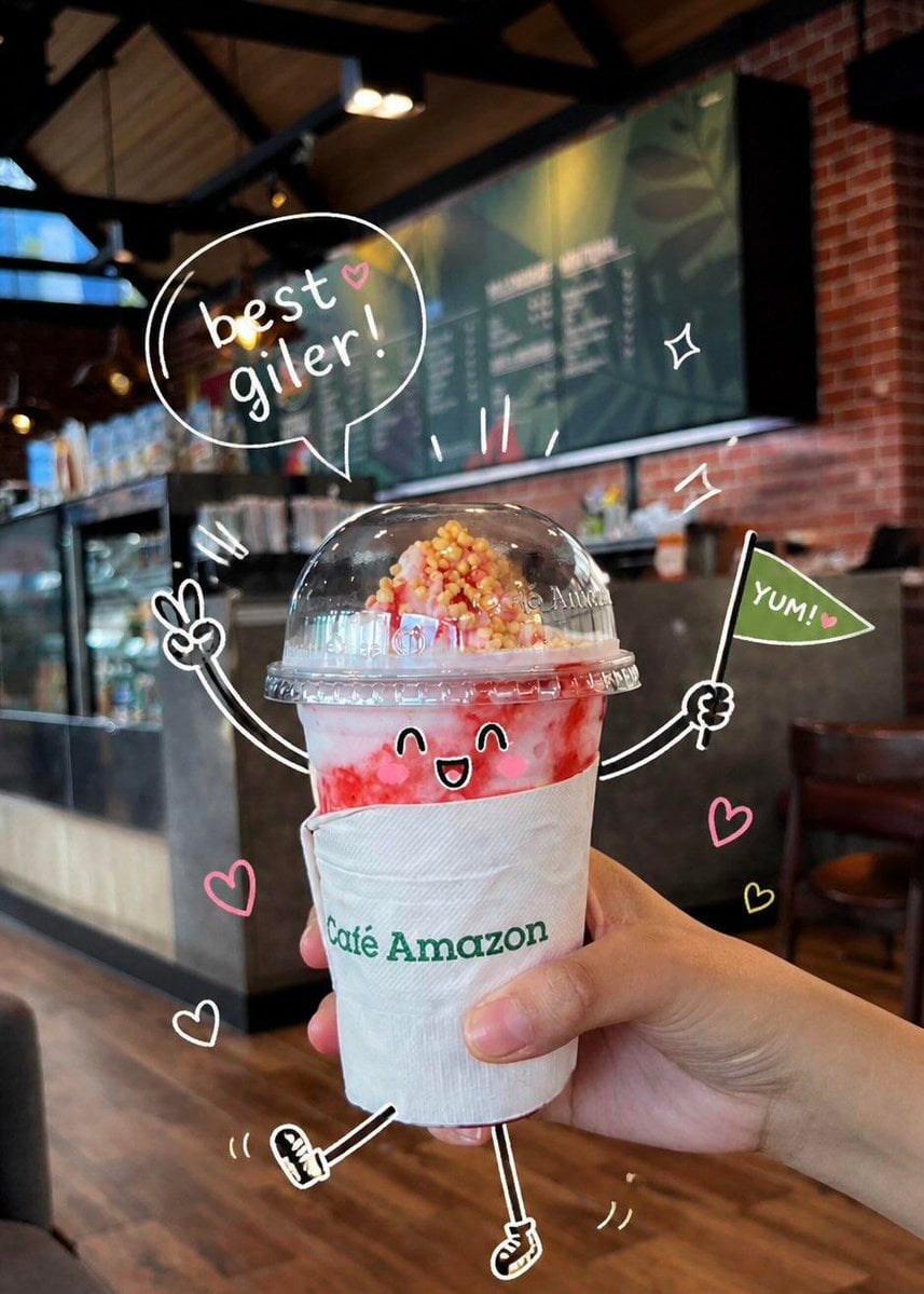 {
   Prompt: {
Cute kawaii-style food and cafe photography with playful doodle o