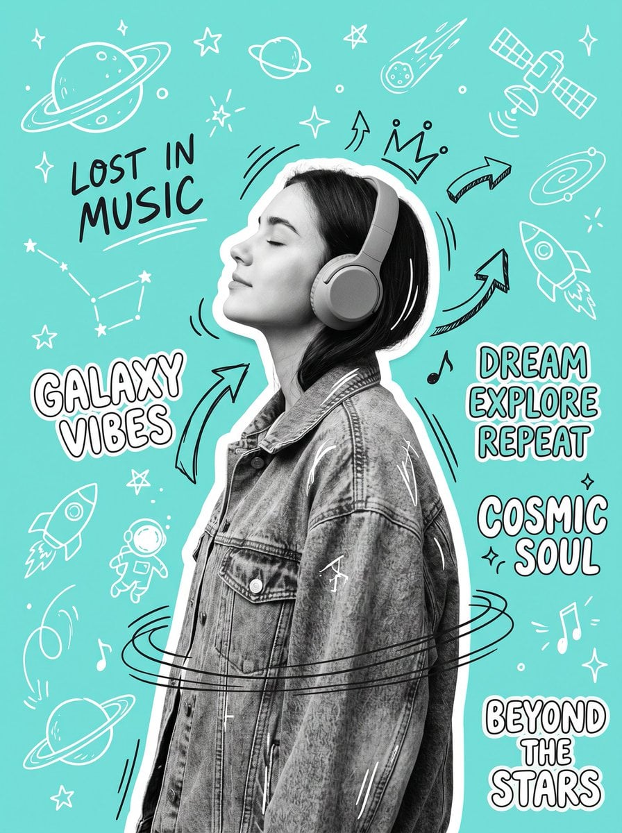 Create an original Y2K-inspired scrapbook collage poster featuring a stylish you