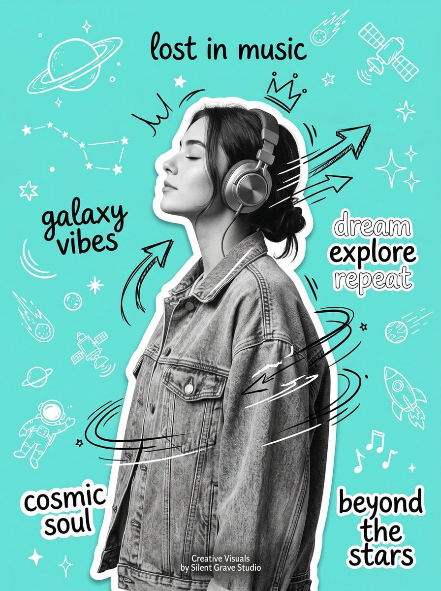 Create an original Y2K-inspired scrapbook collage poster featuring a stylish you
