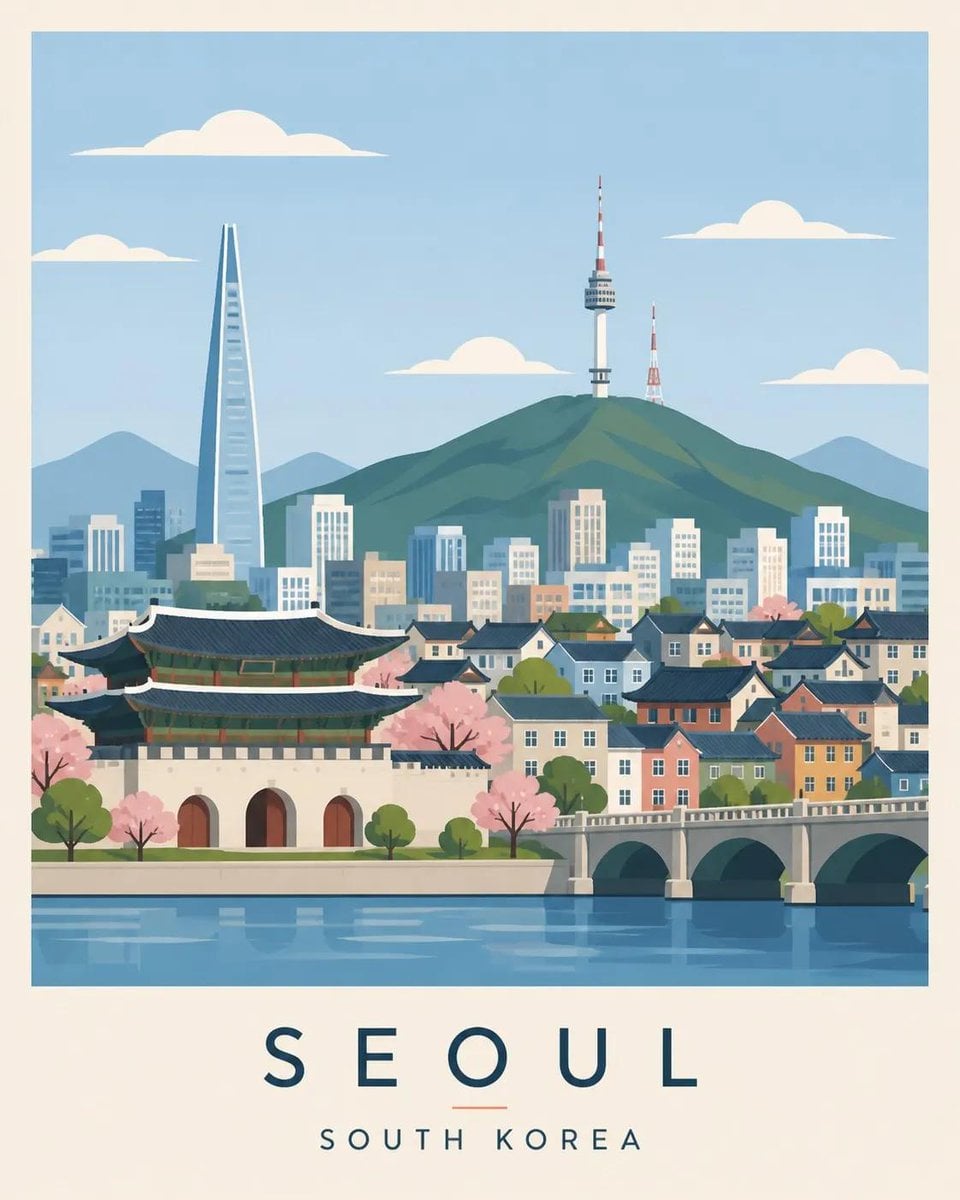 Create a premium editorial travel poster illustration of [DESTINATION].

Style:
