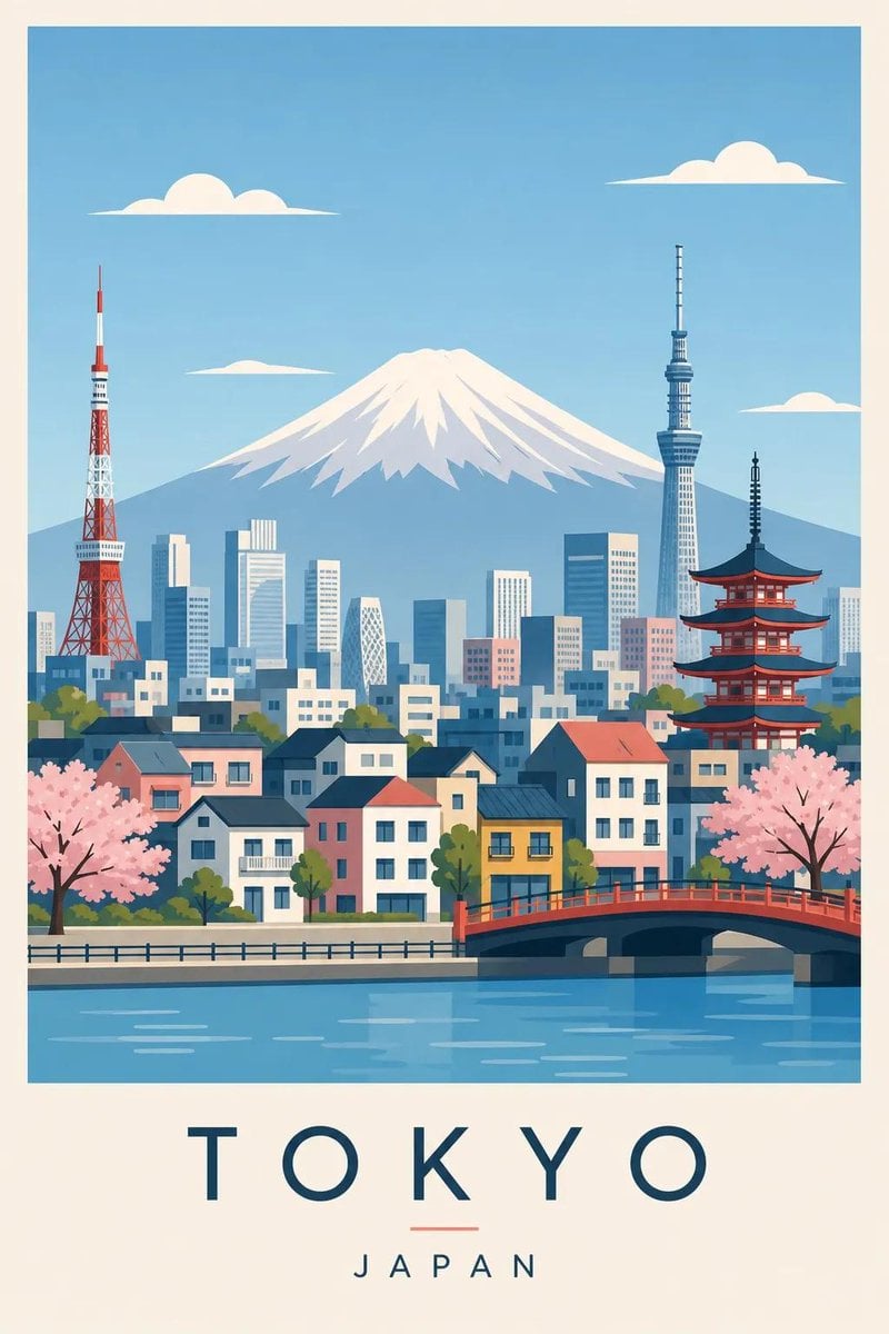 Create a premium editorial travel poster illustration of [DESTINATION].

Style:
