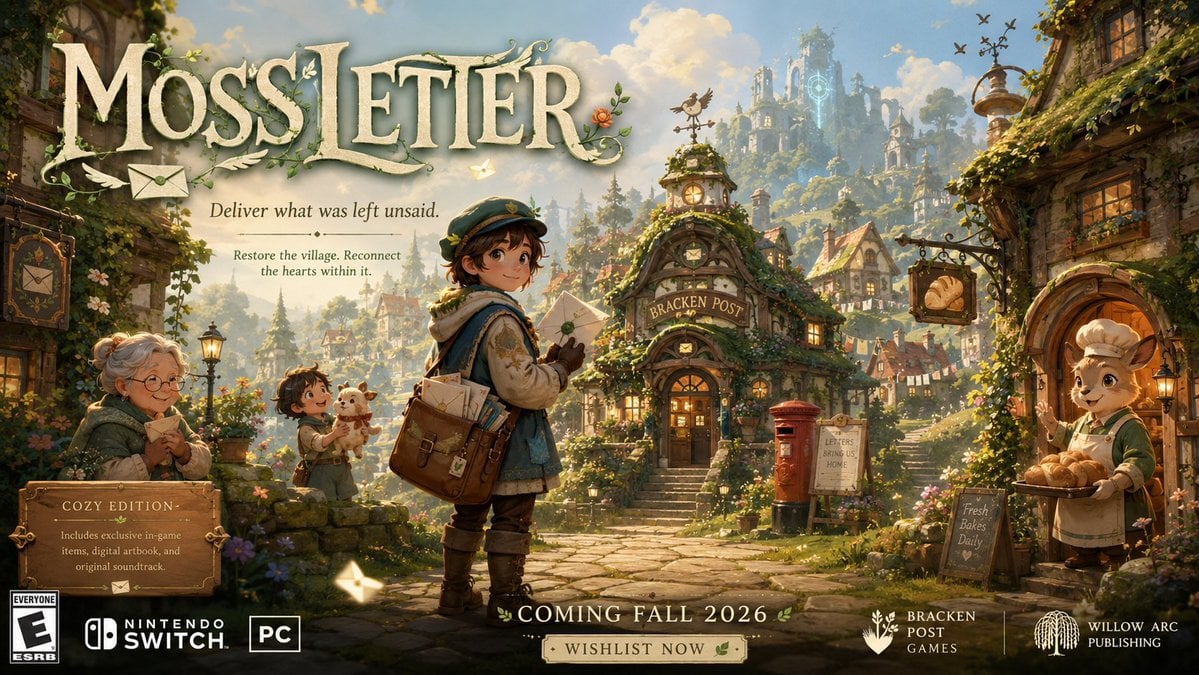 Create a premium, highly believable Fictional Game Launch Key Art poster for an 