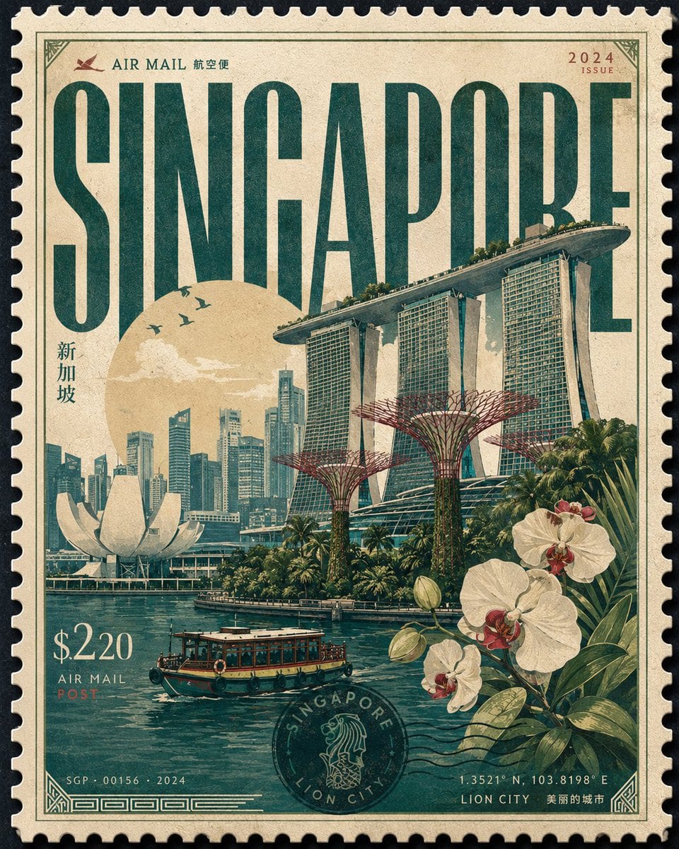Design a premium 4:5 collectible postal-stamp poster for [CITY], where the entir