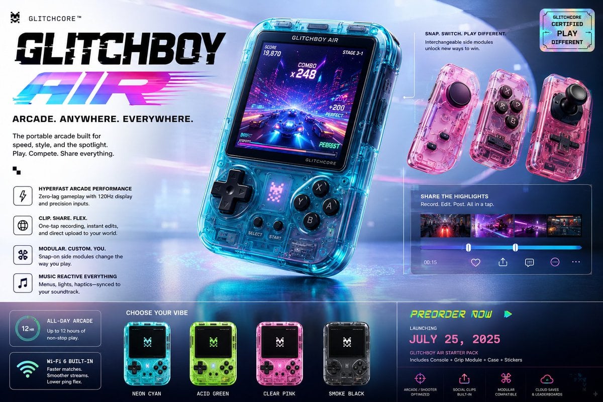 Create a premium, highly believable Fictional Console / Handheld Ad for an imagi