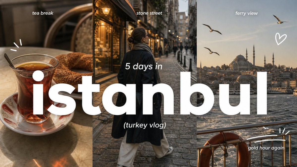 Create a 9:16 image in the "Clean Triptych Travel Vlog Thumbnail" style.

Subjec