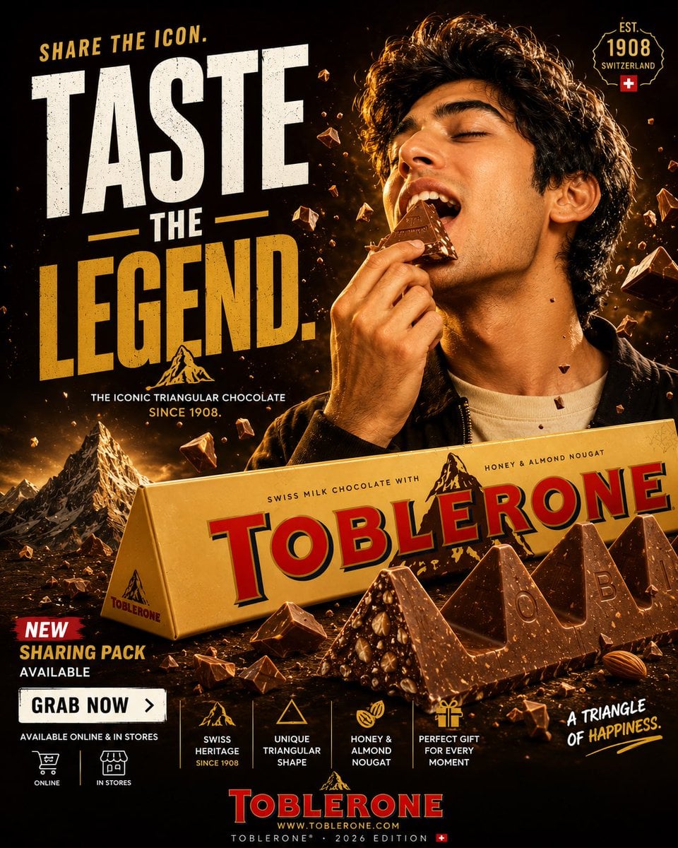 FORMAT:
4:5 vertical hyper-commercial chocolate campaign poster, ultra-high reso