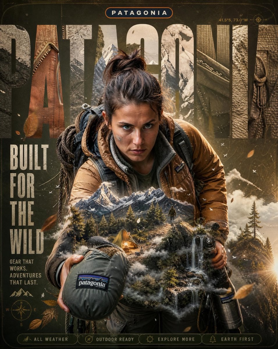 A hyper-detailed surreal advertising poster for The North Face.

BACKGROUND:
A l