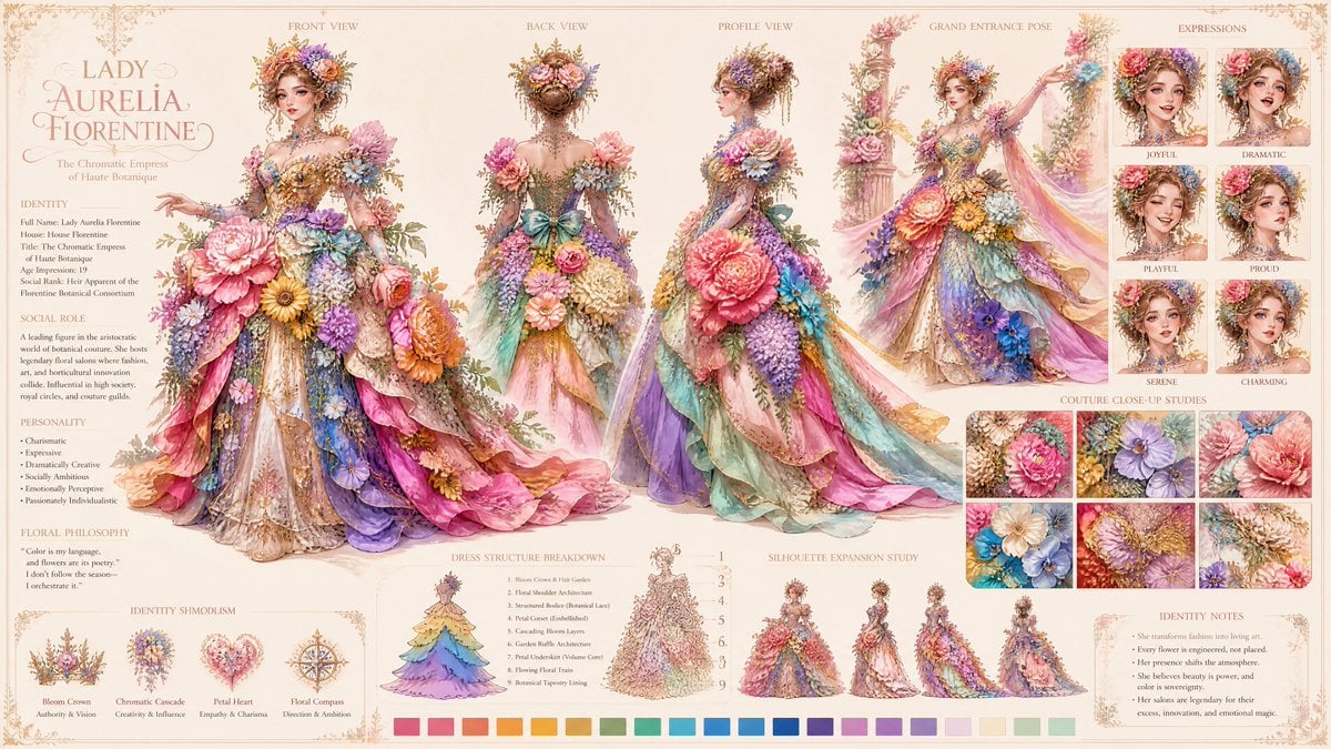 Create a fully original, copyright-safe luxury identity board. This is a complet