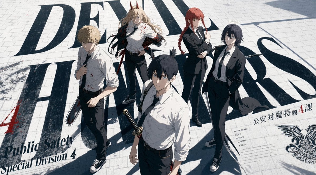 Five handsome Akatsuki members from Naruto standing at the center of a vast blac