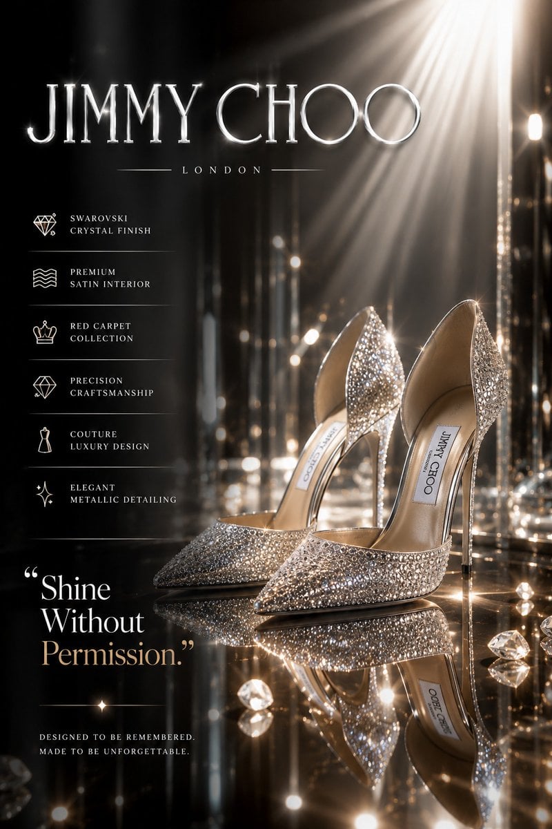 Create an ultra-premium luxury fashion advertisement poster for designer high he