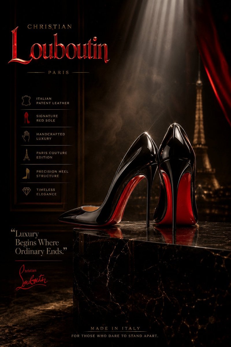 Create an ultra-premium luxury fashion advertisement poster for designer high he