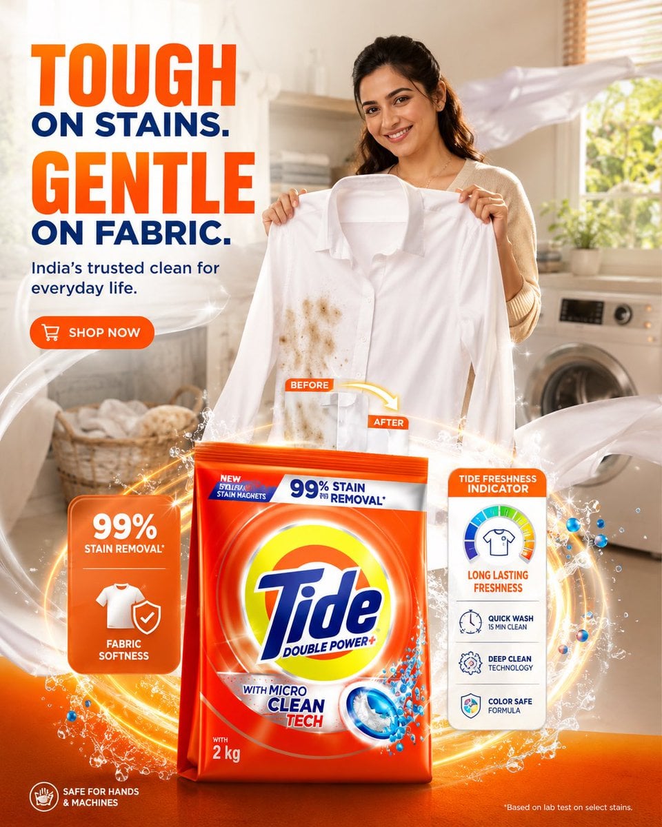FORMAT:
4:5 vertical premium FMCG SMM poster
hyper-realistic detergent advertisi