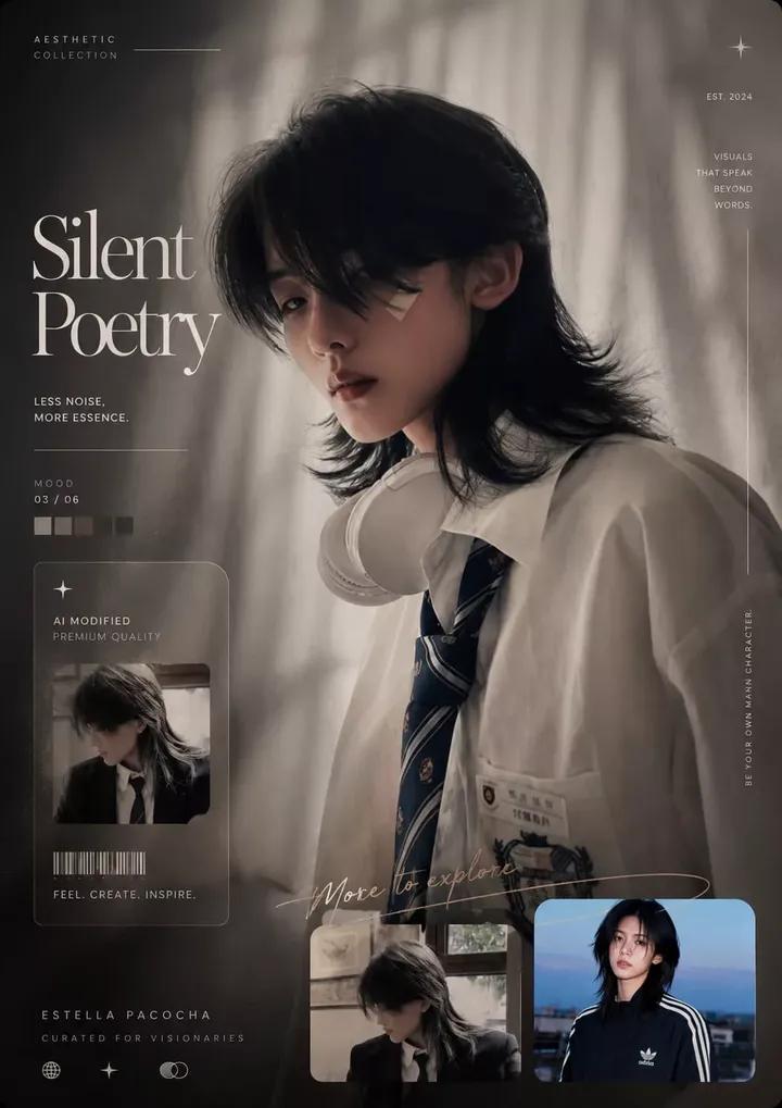 Ultra-realistic soft aesthetic fashion magazine cover portrait of a young East A