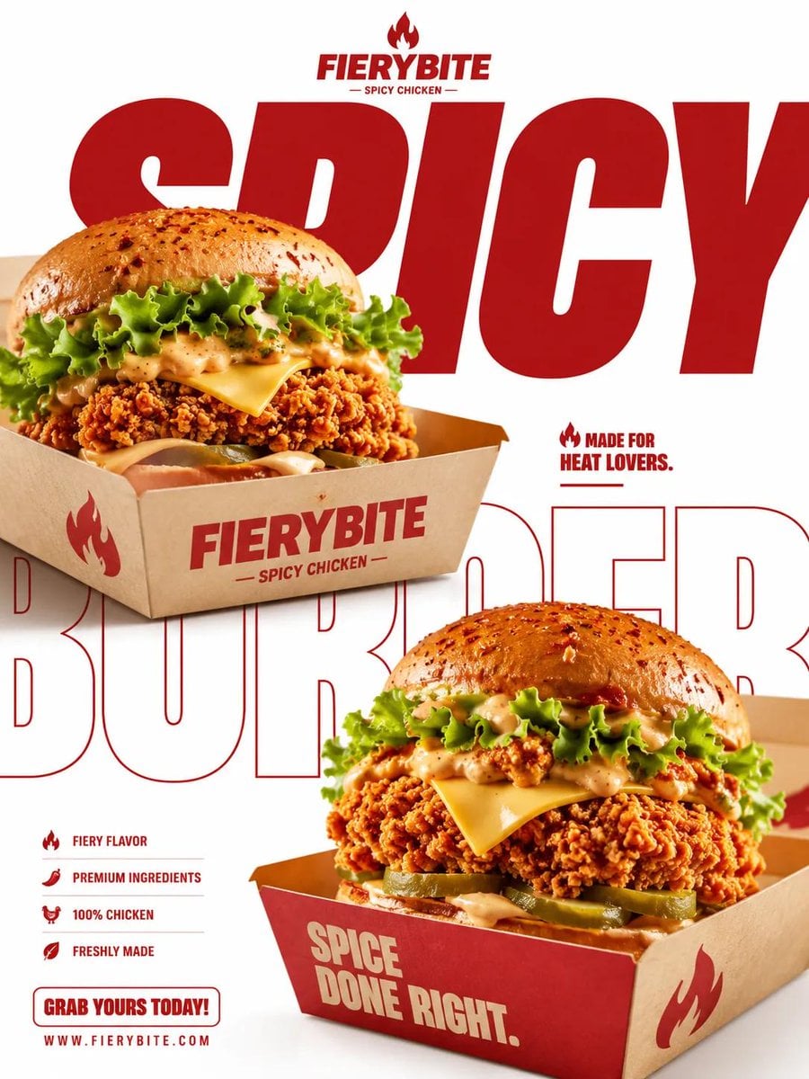 A premium fast-food advertising poster promoting [PRODUCT TYPE / FOOD ITEM / FMC