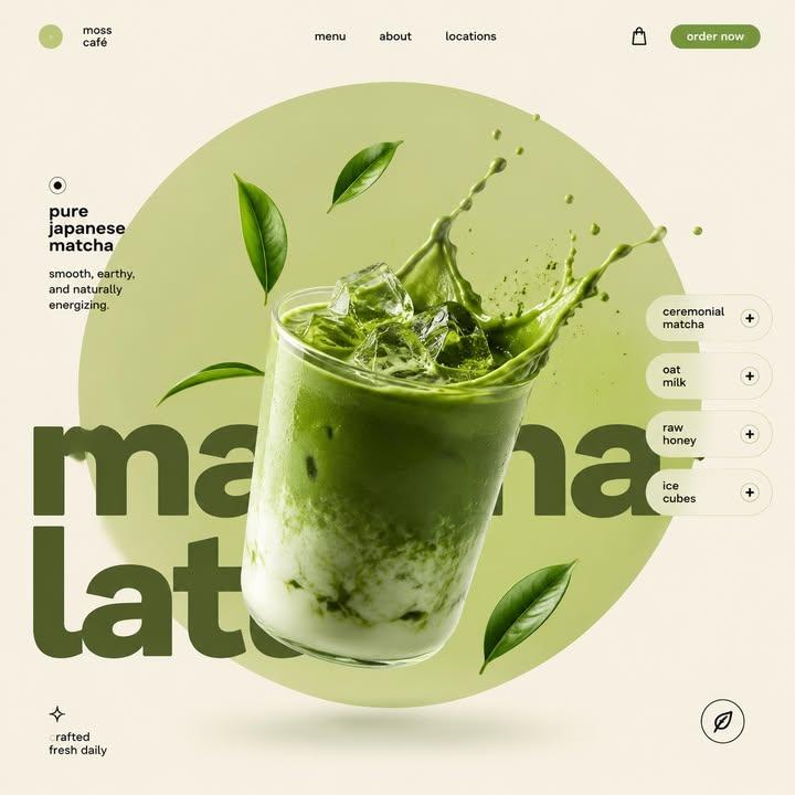 [Matcha Latte] STYLE & ART DIRECTION: Modern minimalist food advertising aesthet