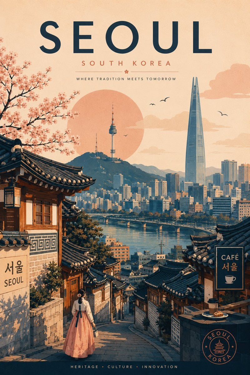 Create a modern AI-generated travel poster inspired by the aesthetic of Wild Fev