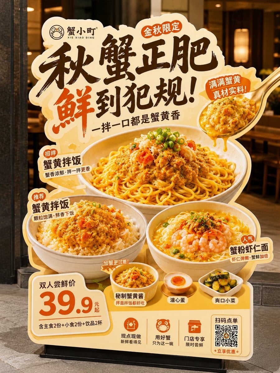 请生成一张高完成度的「餐饮异形展架 / 立牌」设计图，用于展示餐饮门店的新品推荐、招牌产品、套餐促销或品牌活动信息。

【基础信息】
品牌名：[品牌名]
主标题