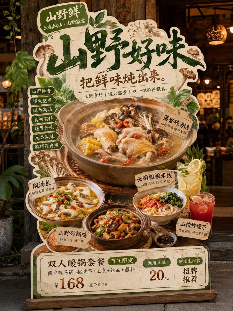 请生成一张高完成度的「餐饮异形展架 / 立牌」设计图，用于展示餐饮门店的新品推荐、招牌产品、套餐促销或品牌活动信息。

【基础信息】
品牌名：[品牌名]
主标题