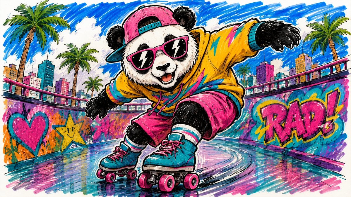 Hand-drawn marker illustration of [subject], bold black outlines, saturated vibr