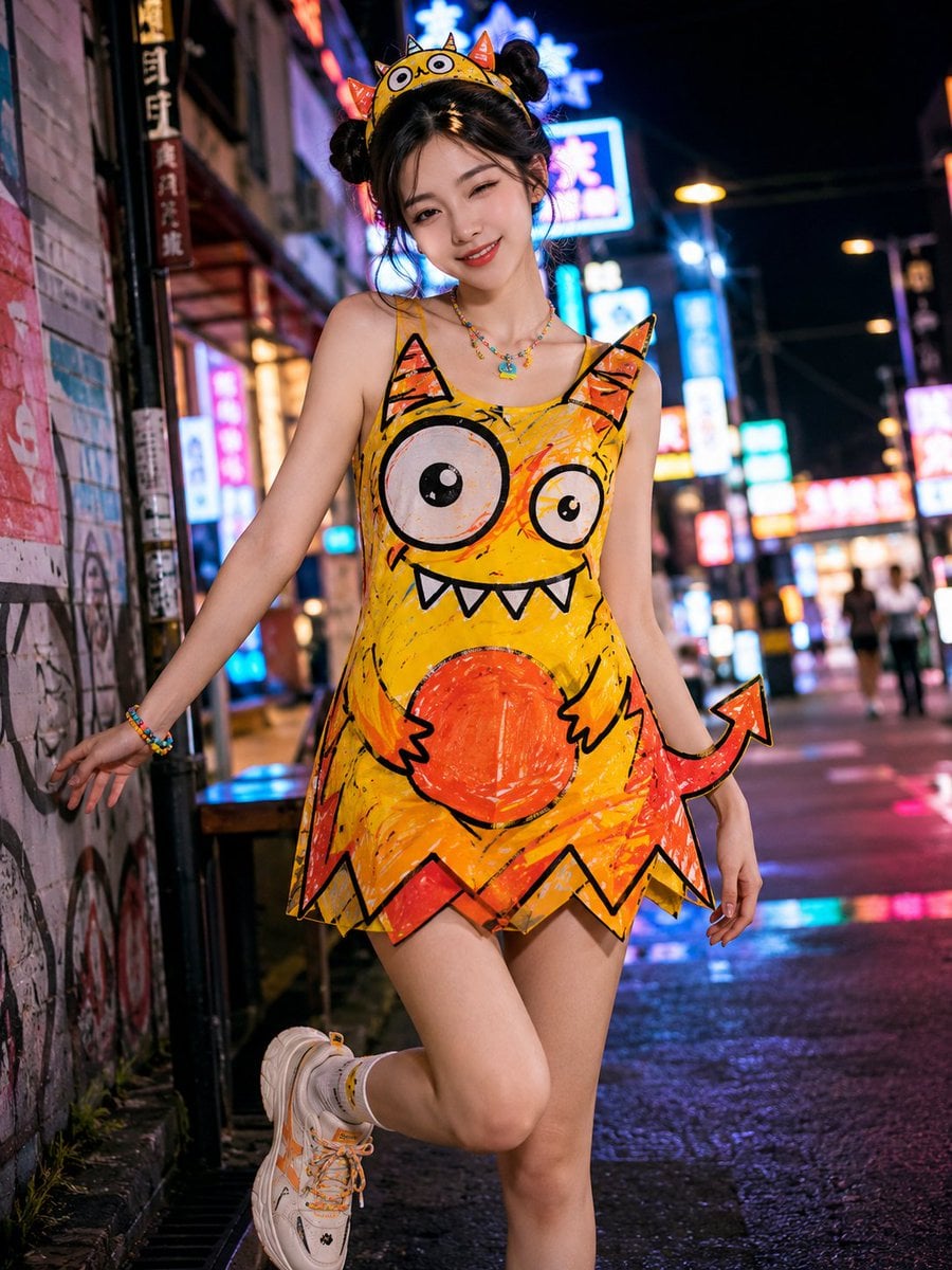生成一张 3:4 竖版写实摄影质感的创意时尚女性写真。

画面中是一位 20–26 岁的年轻成年东方女性，具有明确东方女性特征，五官真实协调，皮肤清透自然，妆容