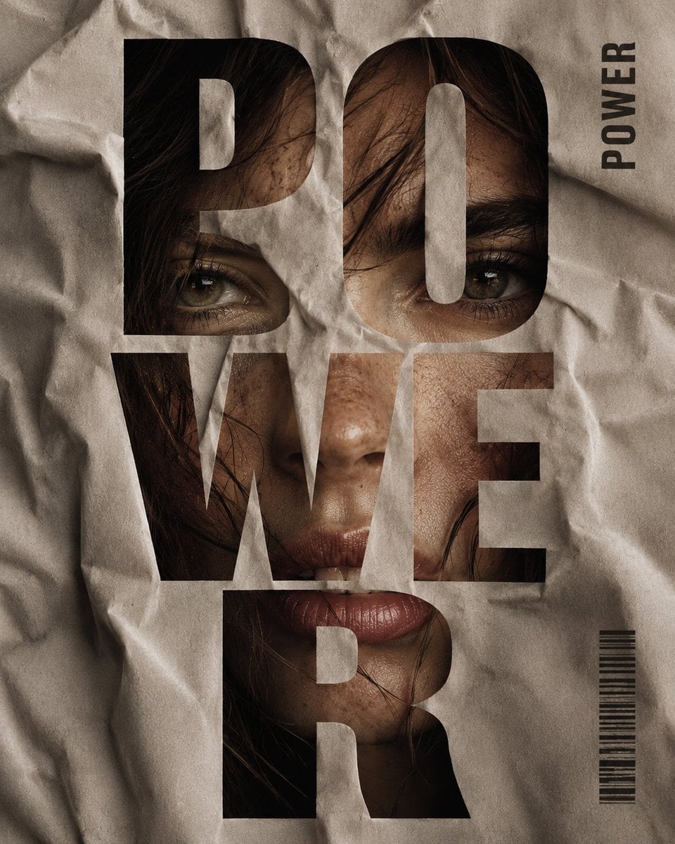 Vertical editorial poster portrait of [CHARACTER] with [HAIR], face tightly fram
