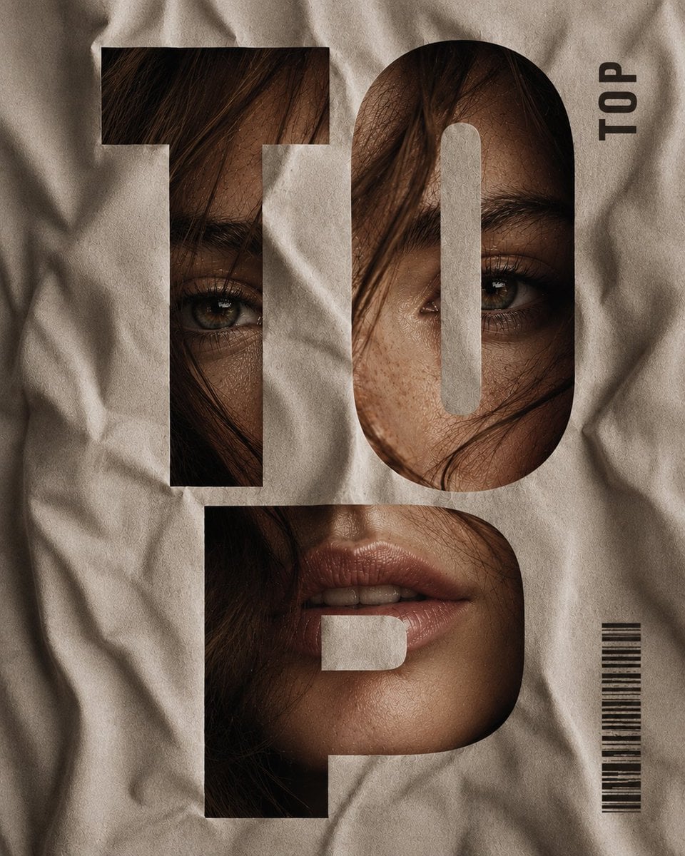 Vertical editorial poster portrait of [CHARACTER] with [HAIR], face tightly fram