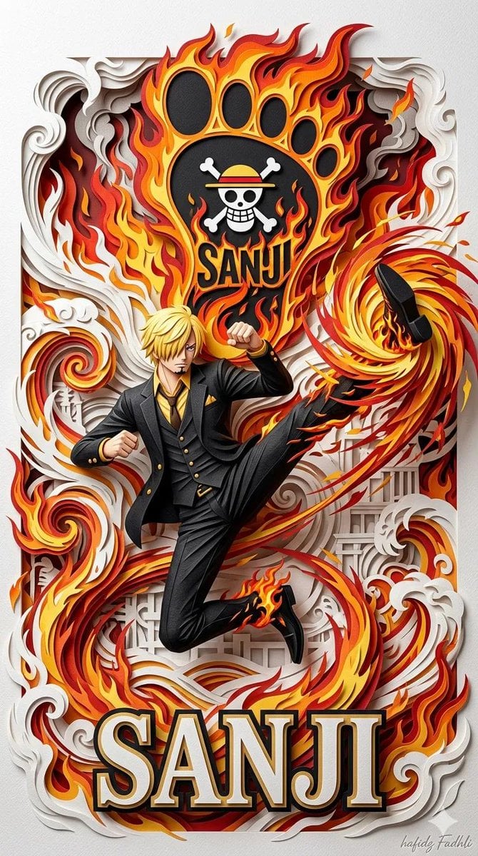 Ultra-detailed 3D layered papercraft anime poster, dynamic anime hero emerging f