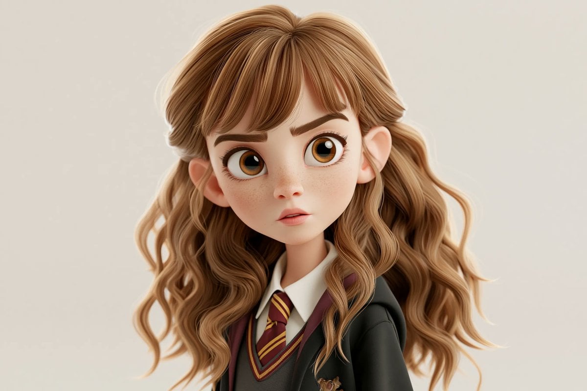 A highly stylized 3D caricature of [Character], with an oversized head, expressi