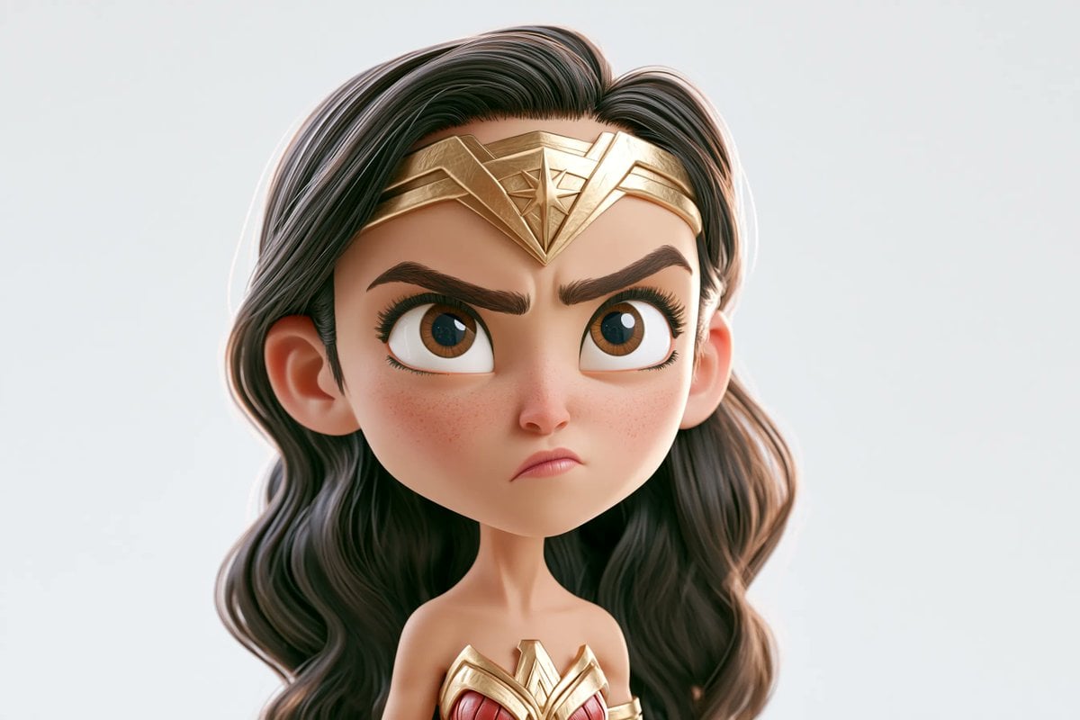 A highly stylized 3D caricature of [Character], with an oversized head, expressi