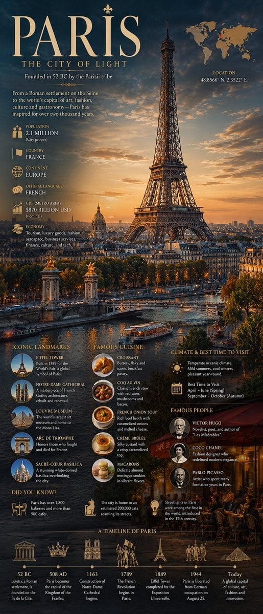 A cinematic editorial infographic poster for [city name], featuring the city’s m