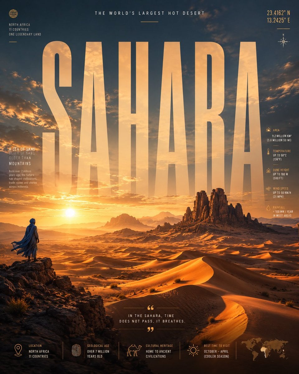 Create a cinematic minimalist travel poster of [LOCATION NAME].
The poster shoul