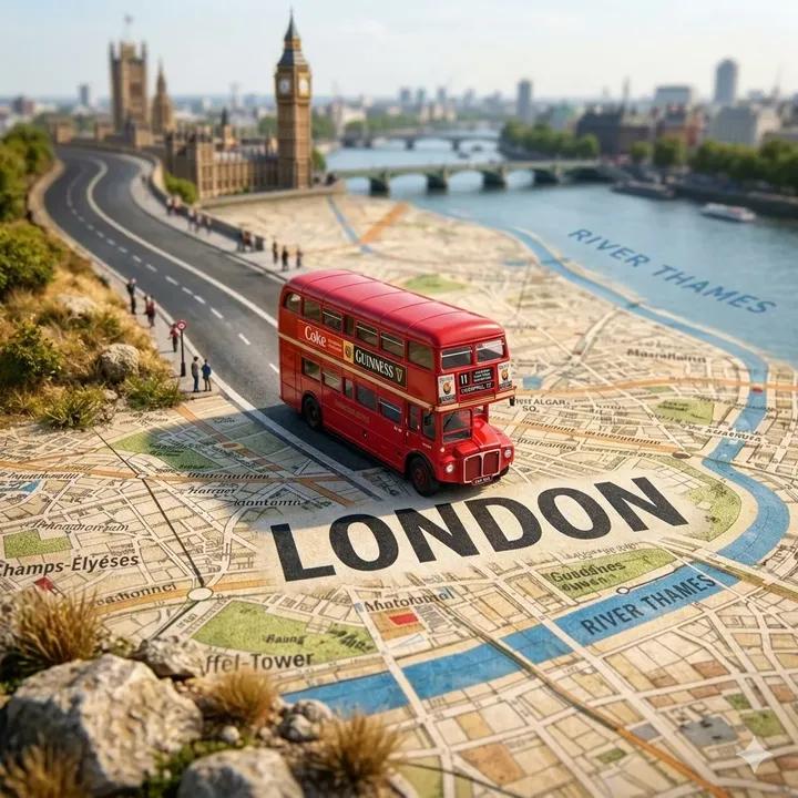 Create a highly detailed cinematic miniature tilt-shift travel scene of [City Na