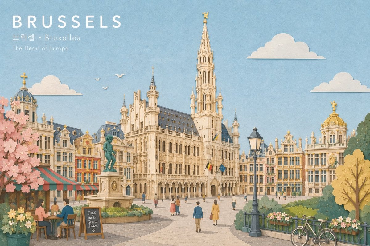 Create a refined wide landscape illustration of [City Subject], naturally featur