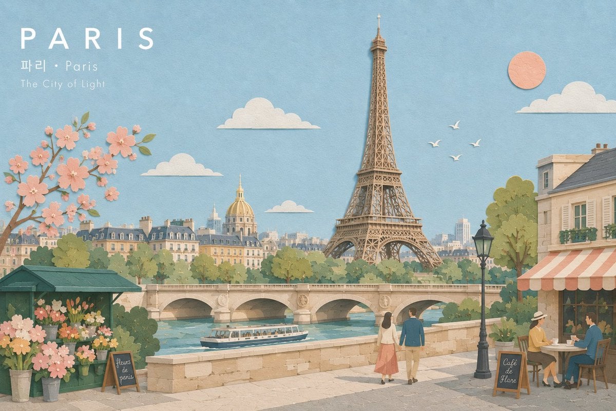 Create a refined wide landscape illustration of [City Subject], naturally featur