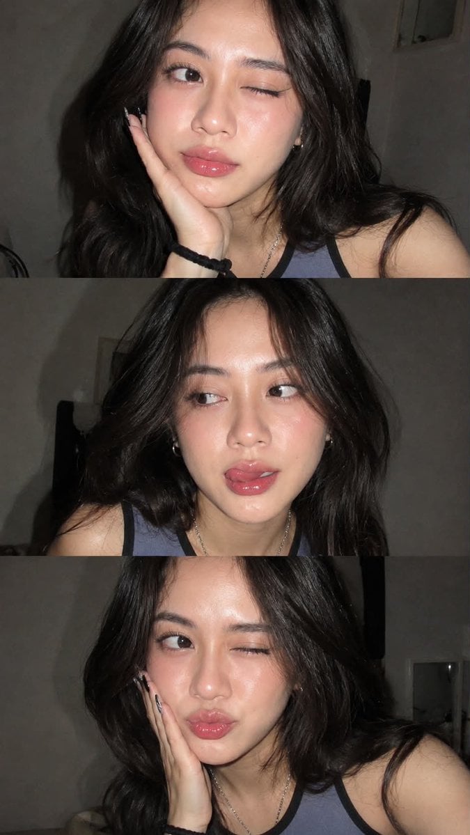Ultra-realistic Gen Z selfie photo collage, three vertical smartphone flash self