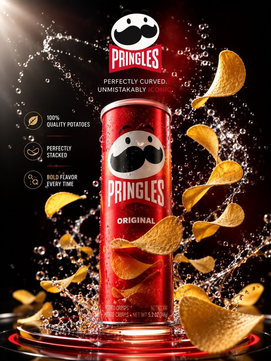 Create an ultra-premium luxury advertising poster for a famous snack brand, desi