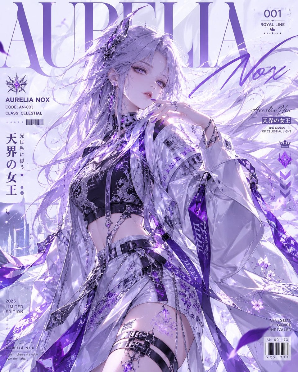 [CHARACTER NAME] Create a high-end anime fashion poster-style vertical key visua