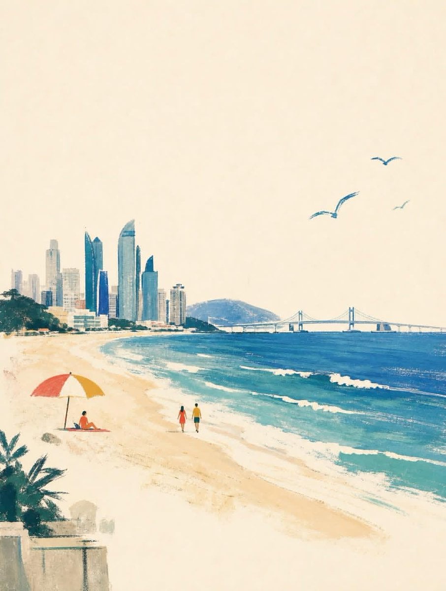 A wide horizontal landscape hand-painted illustration of [Landmark Name] in [Cit