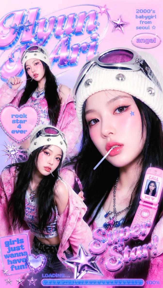 A vibrant Y2K hyper-pop aesthetic magazine cover / promotional poster, 2000s nos