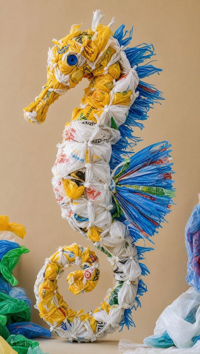 A highly detailed realistic photograph of a creative sculpture of a [Sea Animal]