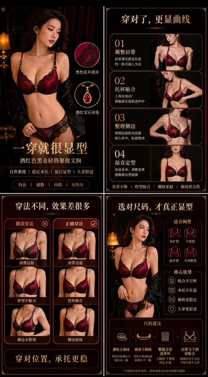 Product:
Midnight black luxury satin set, subtle lace details, premium black-and